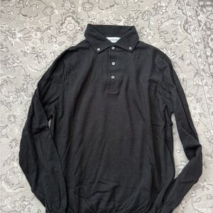 Gran Sasso Black Long Sleeve Polo Shirt